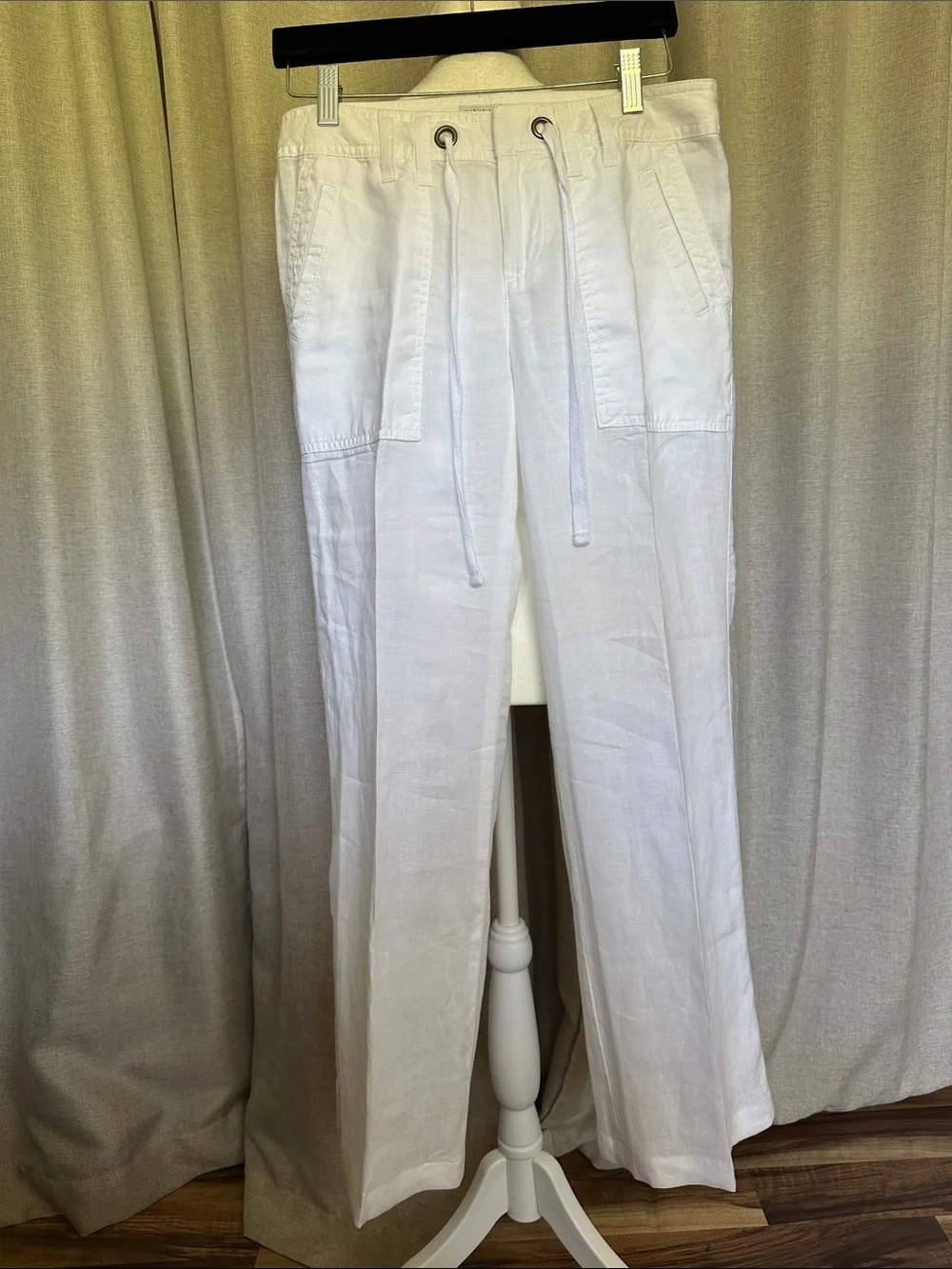 Banana Republic White Linen Drawstring Trousers